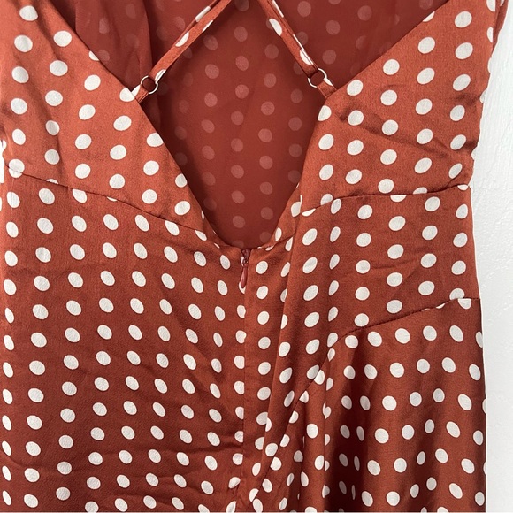 Lulu's Bellamy Rust Brown Polka Dot Backless Handkerchief Dress - Picture 12 of 13